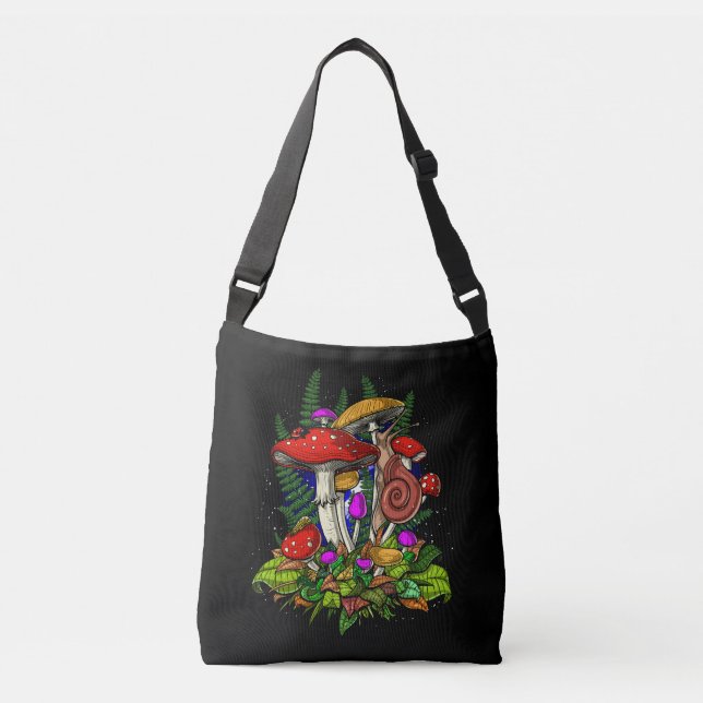 Magic Mushrooms Fungi Crossbody Bag (Front)