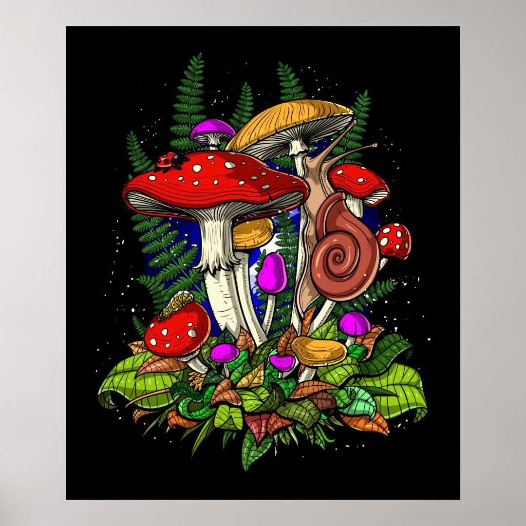 Magic Mushrooms Fungi Poster | Zazzle