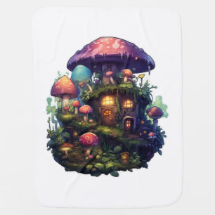 Magic mushrooms house baby blanket