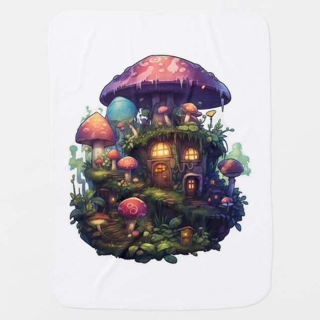 Magic mushrooms house baby blanket (Front)