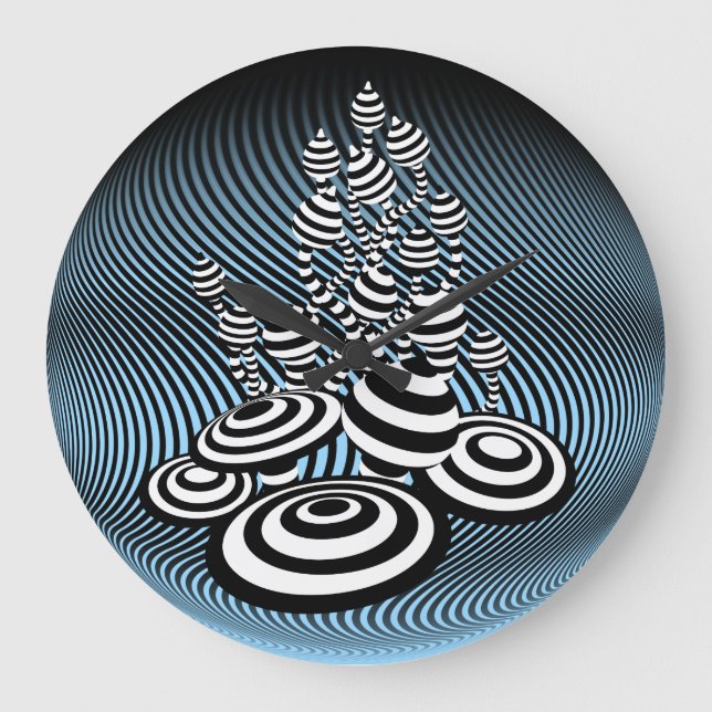 Magic Mushrooms optical design Wall Clock. Large Clock (Front)