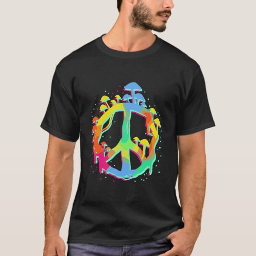 Magic Mushrooms Peace Sign T_Shirt