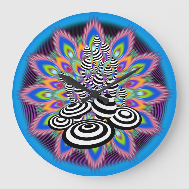 Magic Mushrooms psychedelic design Wall Clock. Large Clock (Front)