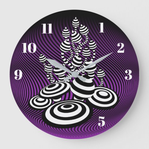 Magic Mushrooms purple optical design Wall Clock Large Clock