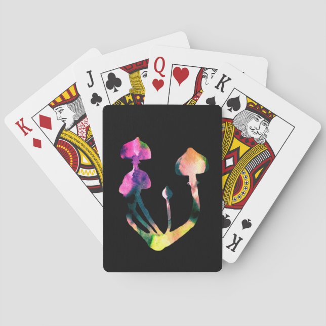 Magic Mushrooms Watercolor Art Poker Cards (Back)