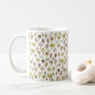 Magic Mushrooms Watercolor Forest Pattern Coffee Mug