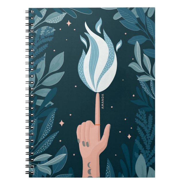 Magic night blue navy flame. Fire light spirit Notebook (Front)