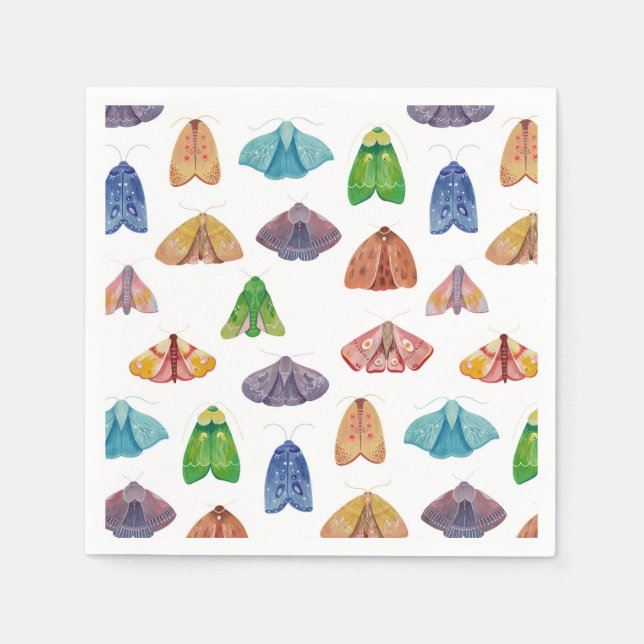 Magic night moth pattern. Mystical butterfly Napkins (Front)