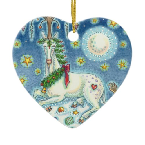 MAGIC OF A CHRISTMAS UNICORN, HORSE ORNAMENT Heart