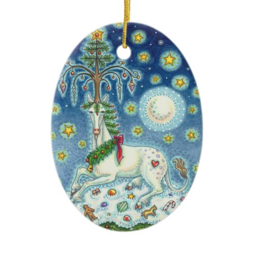 MAGIC OF A CHRISTMAS UNICORN, HORSE ORNAMENT Oval