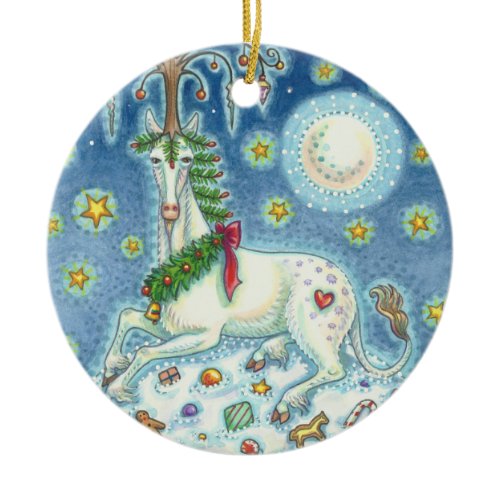 MAGIC OF A CHRISTMAS UNICORN, HORSE ORNAMENT Round