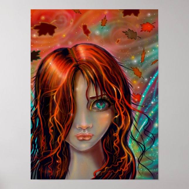 Magic of Autumn Fantasy Fairy Art 12 x 16 Poster (Front)