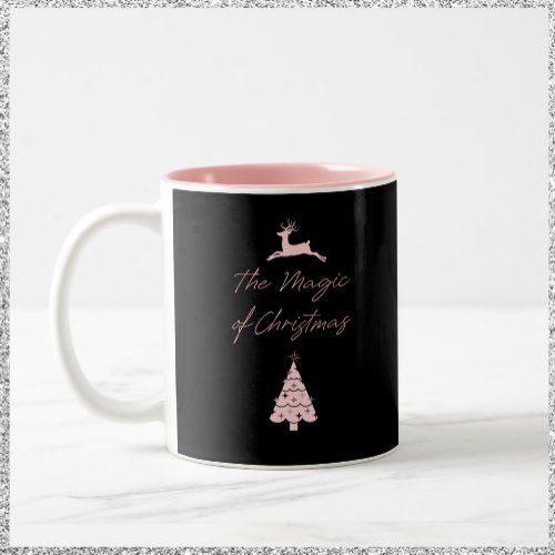 Magic of Christmas Reindeer and Tree Two_Tone Coffee Mug