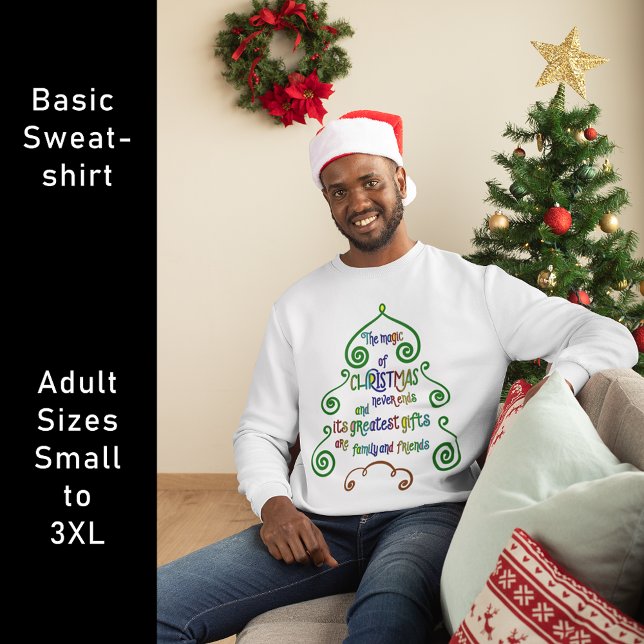 Magic of Christmas Typography in Tree Shape Sweatshirt (Magic of Christmas Typography in Tree Shape sweatshirt)
