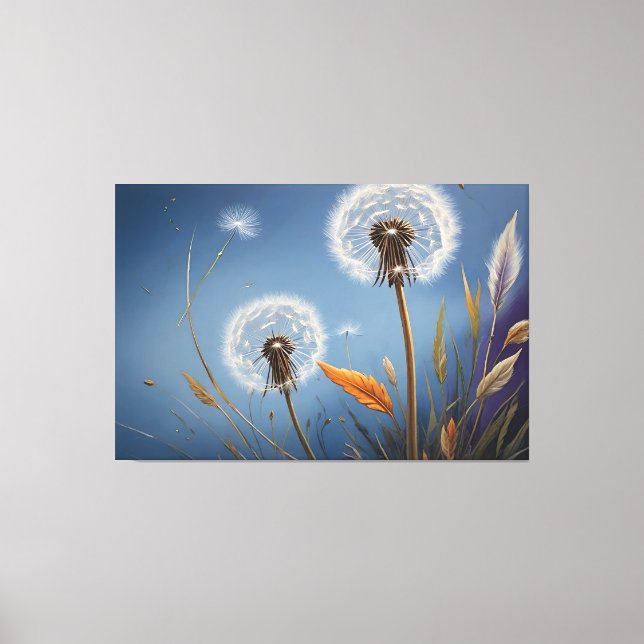 Magic of Dandelions in Nightsky AI Art Paintings  Canvas Print (Front)