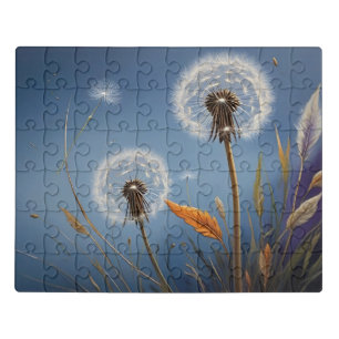 Magic of Dandelions in Nightsky AI Art Paintings  Jigsaw Puzzle