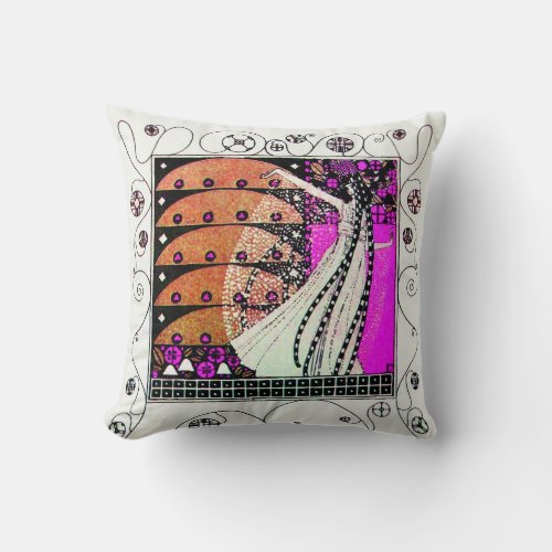 MAGIC OF THE  SPRING blackwhite violetbrown Throw Pillow