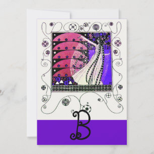 MAGIC OF THE SPRING ,bright black blue red brown Invitation