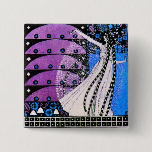 MAGIC OF THE SPRING bright blue black white purple Pinback Button