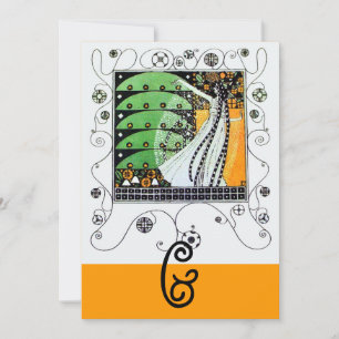 MAGIC OF THE SPRING,bright green black yellow Invitation