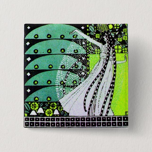 MAGIC OF THE SPRING bright green black  yellow Pinback Button (Front)