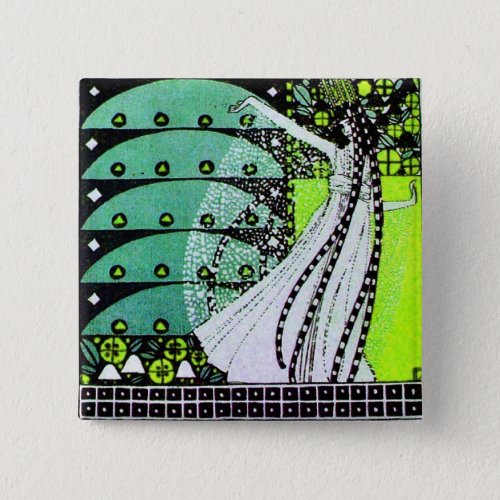 MAGIC OF THE SPRING bright green black  yellow Pinback Button
