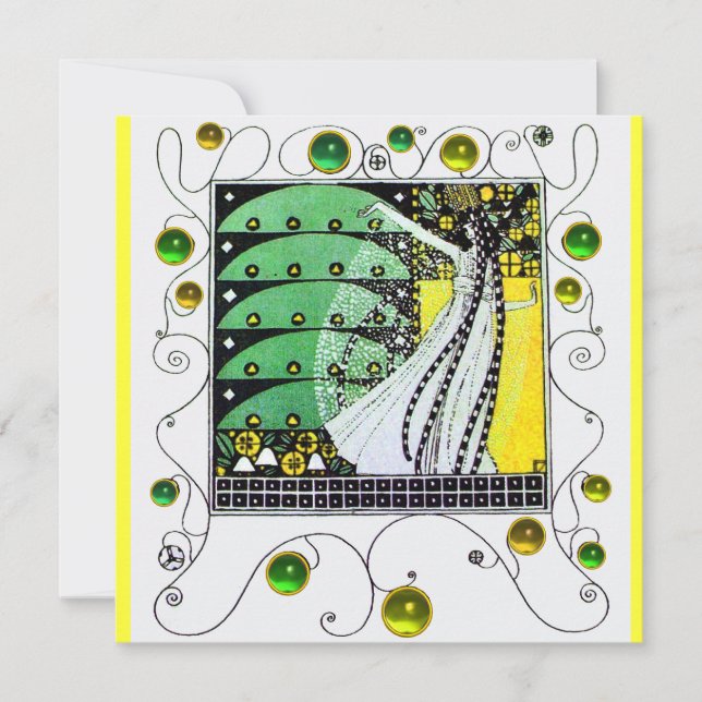 MAGIC OF THE SPRING bright green white yellow Invitation (Front)