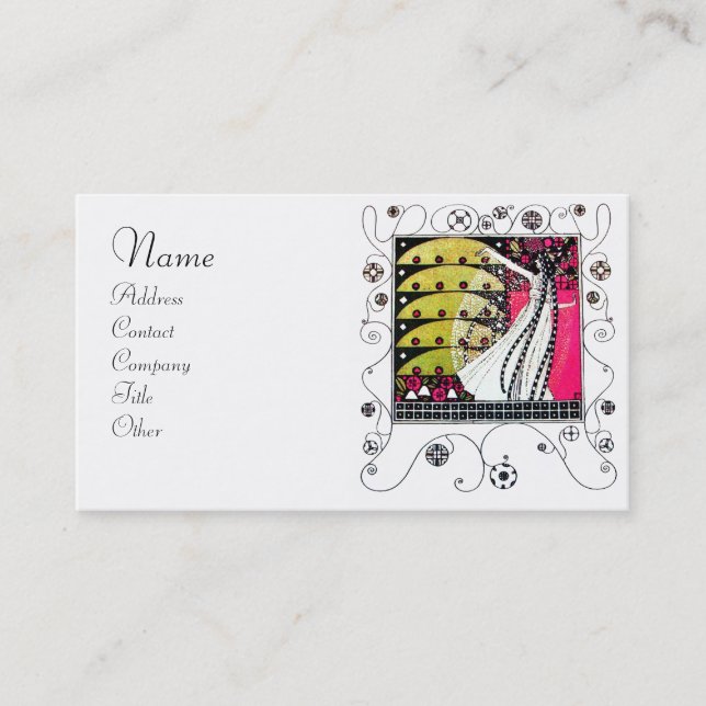 MAGIC OF THE SPRING bright pink black white yellow Business Card (Front)