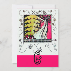 MAGIC OF THE SPRING,bright pink white black yellow Invitation