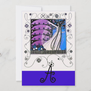 MAGIC OF THE SPRING ,bright purple black blue Invitation