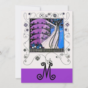 MAGIC OF THE SPRING ,bright purple black blue Invitation