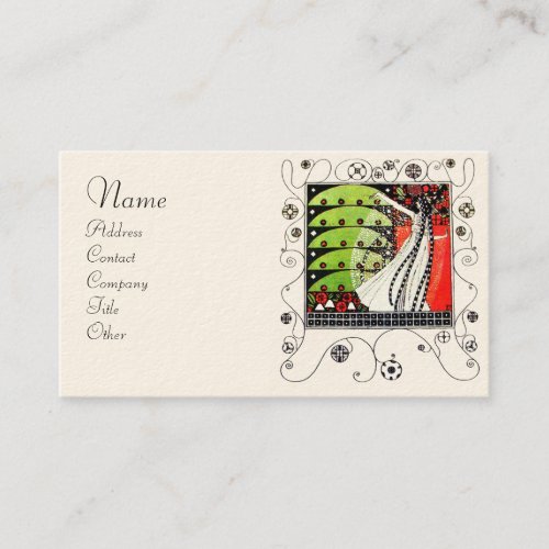 MAGIC OF THE SPRING bright red  black white green Business Card