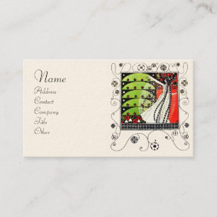 MAGIC OF THE SPRING bright red  black white green Business Card