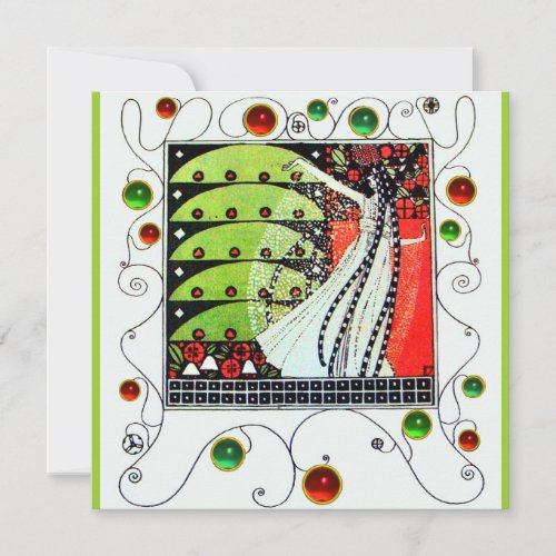 MAGIC OF THE SPRING bright red black white green Invitation