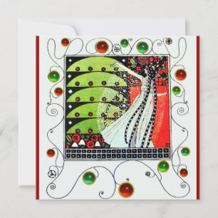 MAGIC OF THE SPRING bright red black white green Invitation