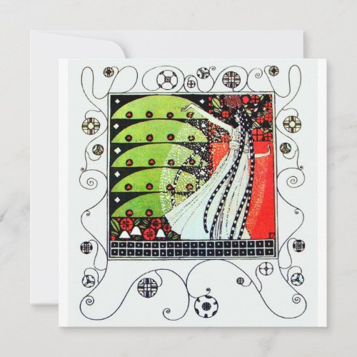 MAGIC OF THE  SPRING bright red black white green Invitation