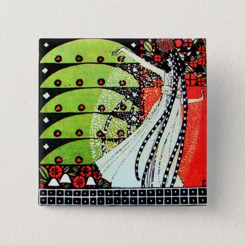 MAGIC OF THE SPRING bright red black white green Pinback Button
