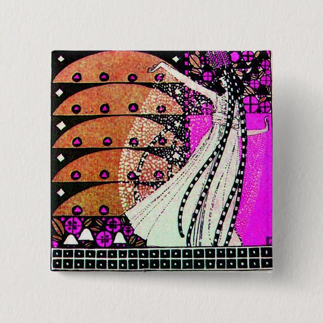 MAGIC OF THE SPRING bright violet  black  brown Pinback Button (Front)