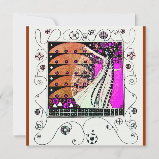 MAGIC OF THE SPRING bright violet white brown Invitation (Front)