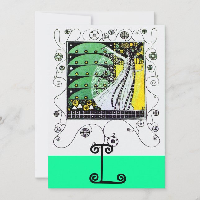 MAGIC OF THE  SPRING ,bright yellow  black green Invitation (Front)