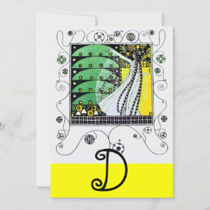 MAGIC OF THE SPRING ,bright yellow black green Invitation