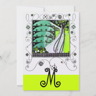 MAGIC OF THE SPRING ,bright yellow green black Invitation