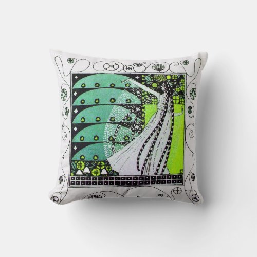 MAGIC OF THE  SPRING bright yellow green black Throw Pillow