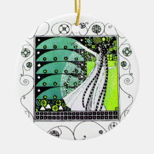MAGIC OF THE SPRING green Ceramic Ornament