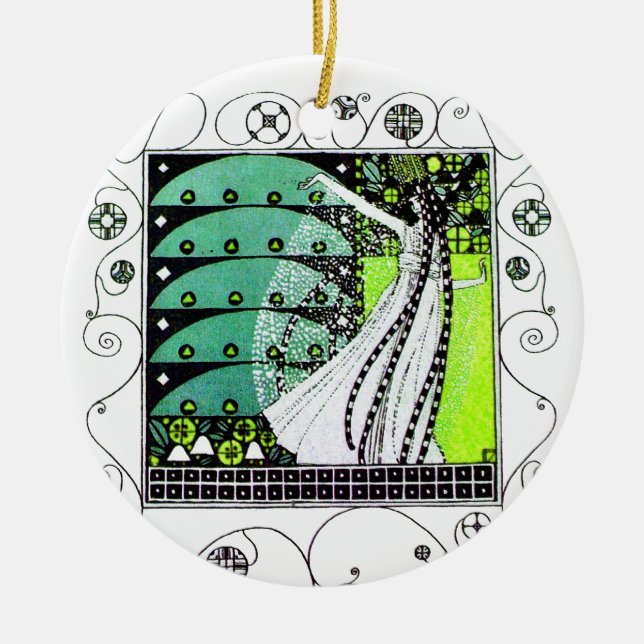 MAGIC OF THE SPRING  green Ceramic Ornament (Front)