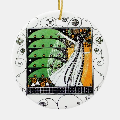 MAGIC OF THE SPRING  green yellow Ceramic Ornament
