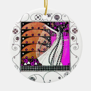 MAGIC OF THE SPRING violet brown Ceramic Ornament