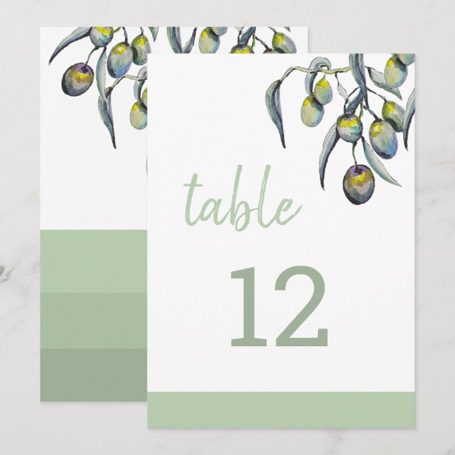 Magic Olive Watercolor Hand-painted Announcement (Front/Back)