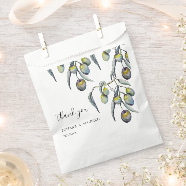 Magic Olive Watercolor Hand-painted Favor Bag (Clipped)