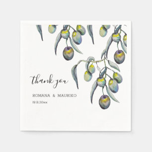 Magic Olive Watercolor Hand-painted Napkins